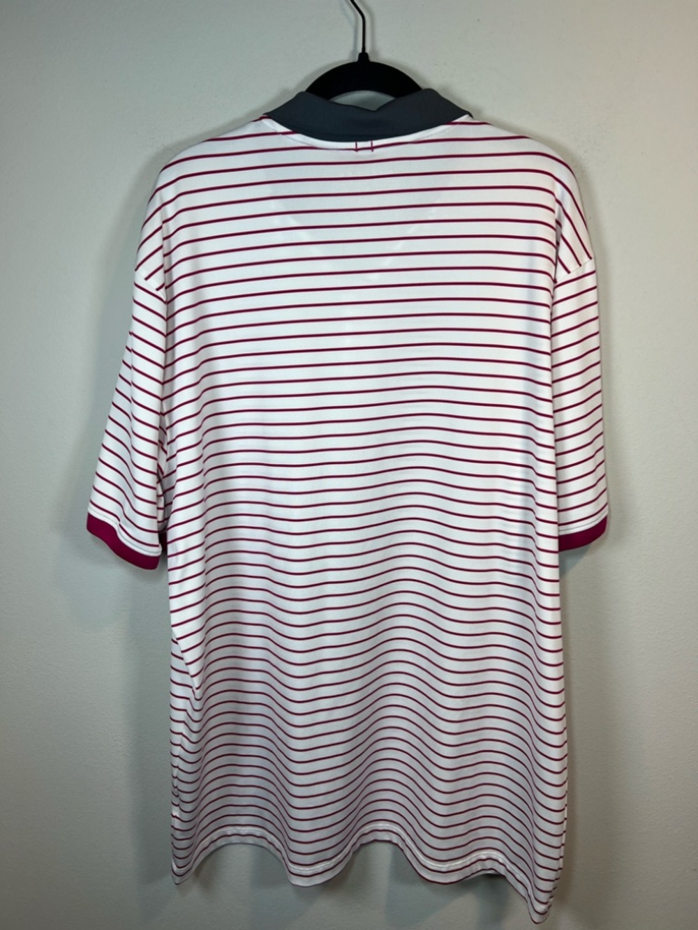 Nike Golf Dri-Fit Polo Shirt Magenta White Stripes Standard Fit Stretch Mens XXL - Picture 8 of 11